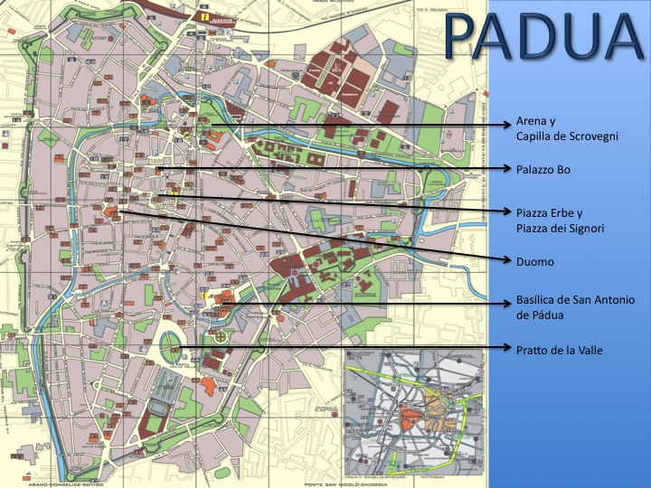 El mapa con las mejores visitas de Padua