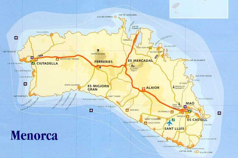 Mapa de Menorca