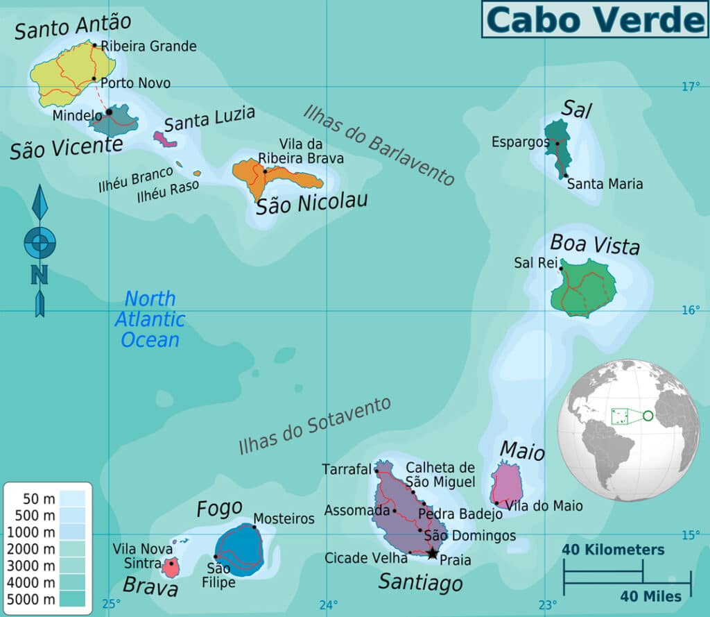 Mapa del archipiélago de Cabo Verde