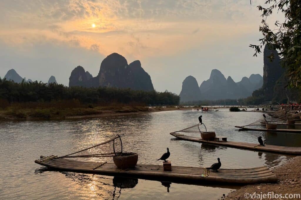 Pesca con cormoranes en Xingping