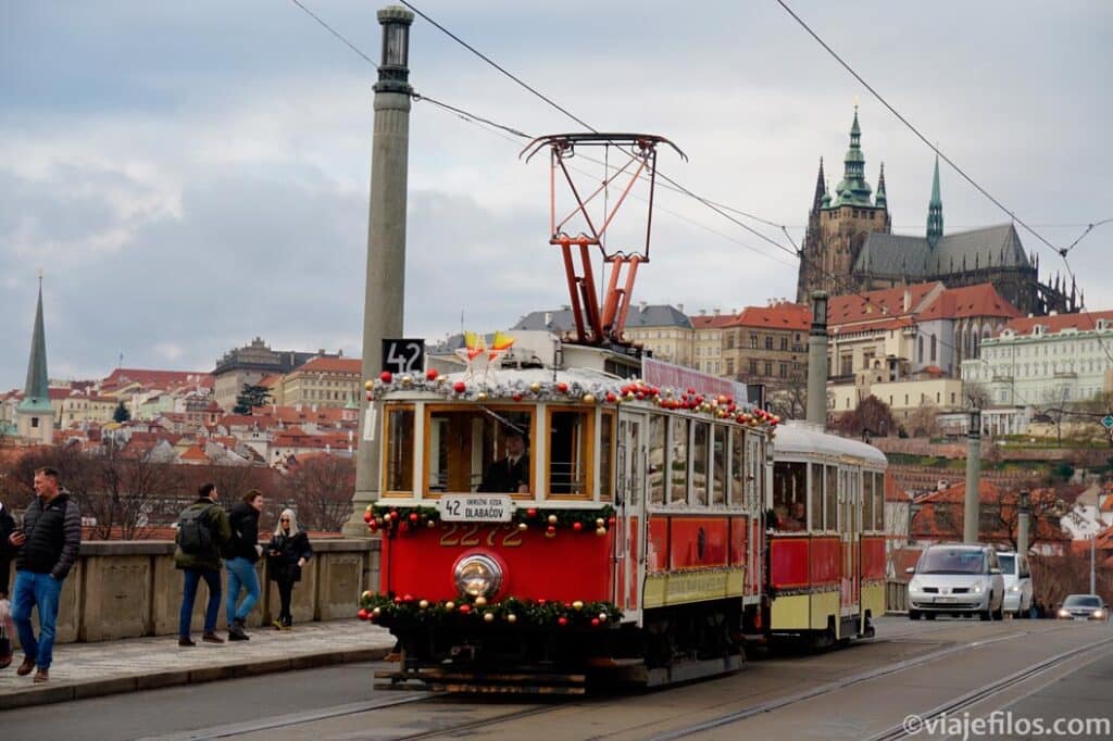 Tranvía de Praga en Navidad