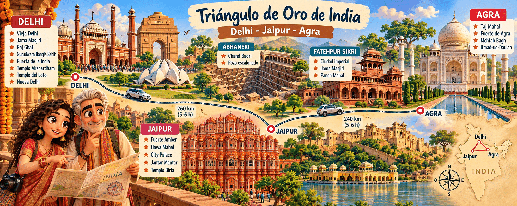El viaje a la India recorriendo el triángulo de oro entre Delhi, Jaipur y Agra