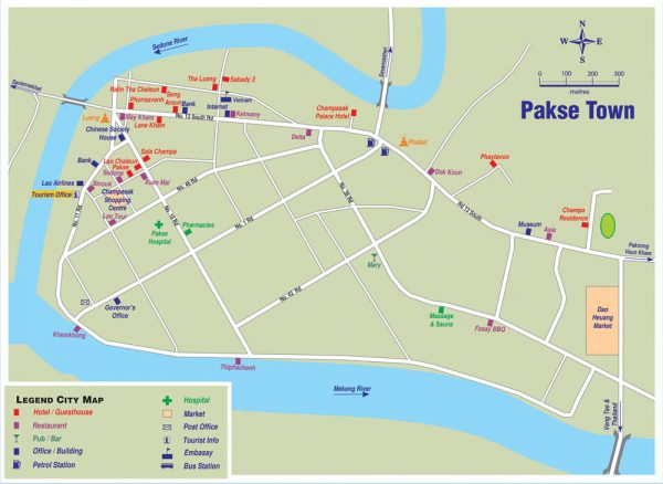 Ciudad de Pakse, mapa