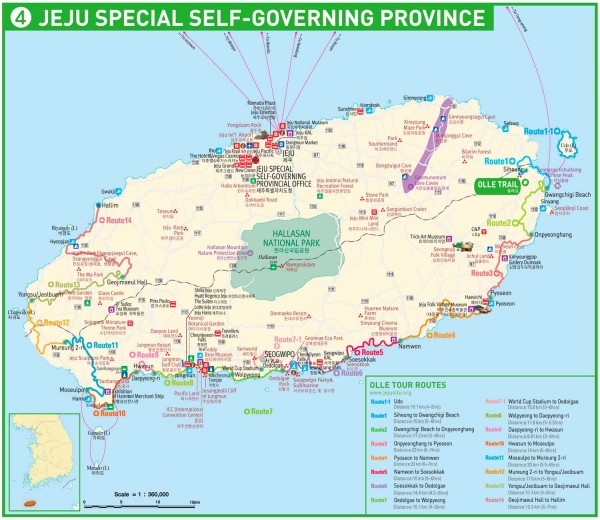 Mapa de la isla de Jeju, qué ver en la isla de Jeju Mapa de la isla de Jeju, imprescindible para localizar todos los atractivos que ver en la isla de Jeju