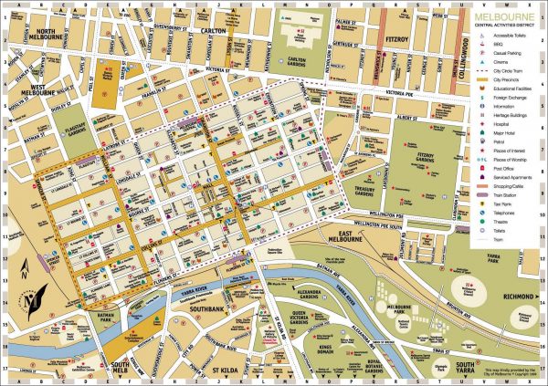 Mapa Melbourne centro