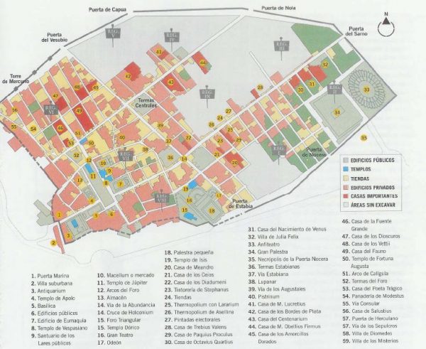 Mapa de Pompeya, lo mejor de los restos de la ciudad de Pompeya