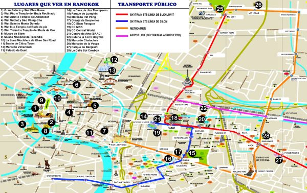 Mapa turistico de Bangkok